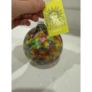 Kitras Hand Crafted ART GLASS Ornament Ball 5" multicolor